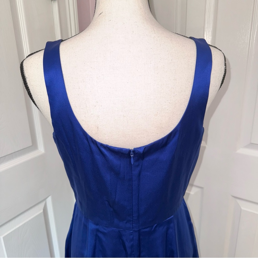 NWT Amanda Uprichard 100% silk royal blue midi dress w side slit, size medium - Picture 7 of 16